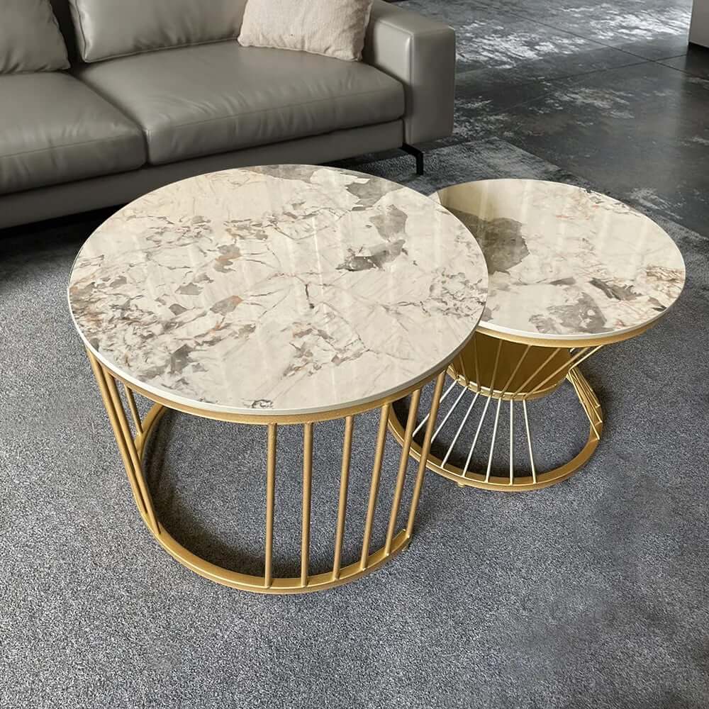 Modern Sintered Stone Nesting Coffee Table Set