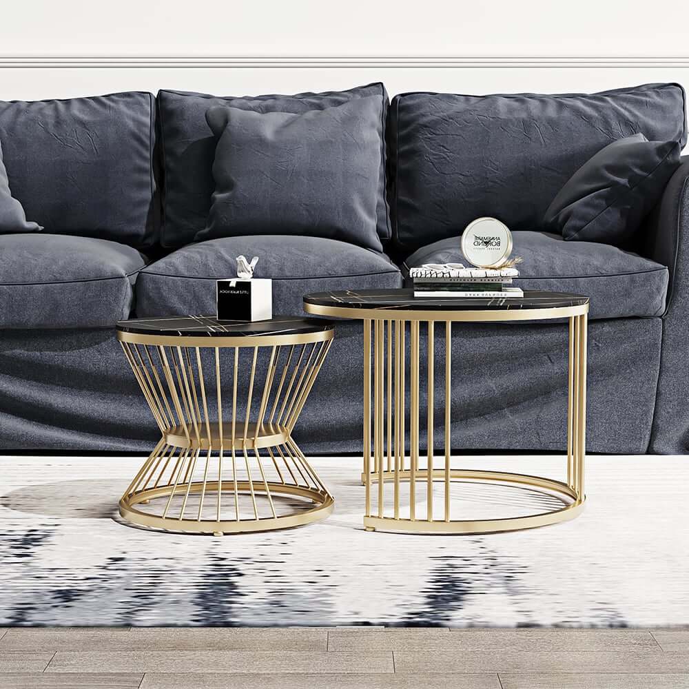 Modern Sintered Stone Nesting Coffee Table Set