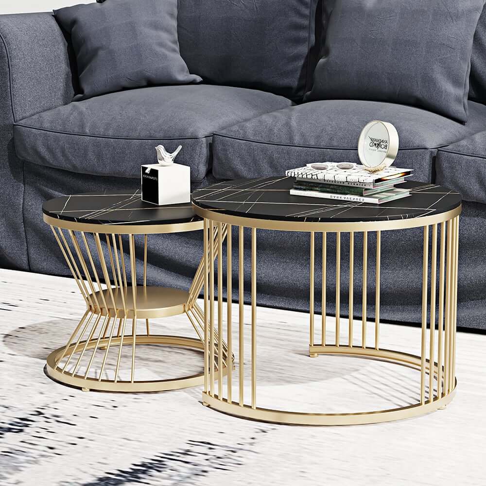Modern Sintered Stone Nesting Coffee Table Set