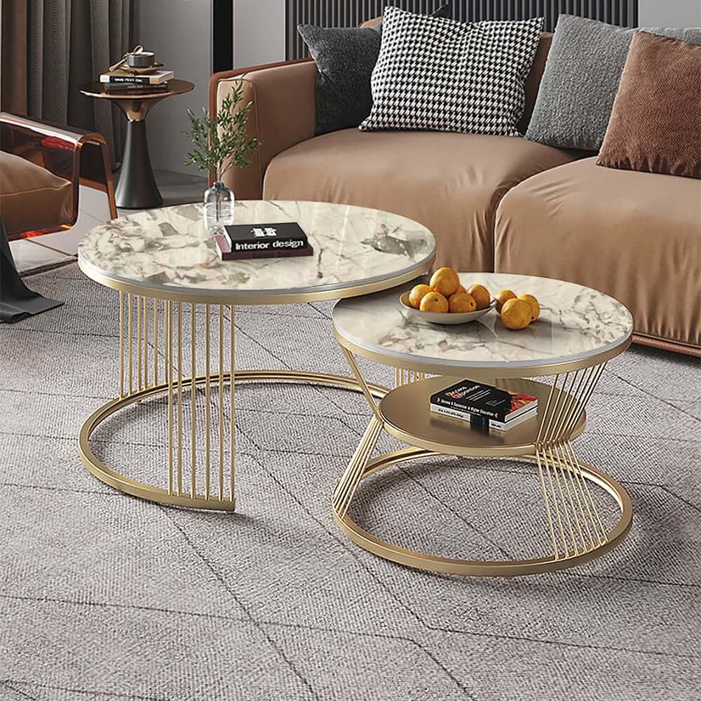 Modern Sintered Stone Nesting Coffee Table Set