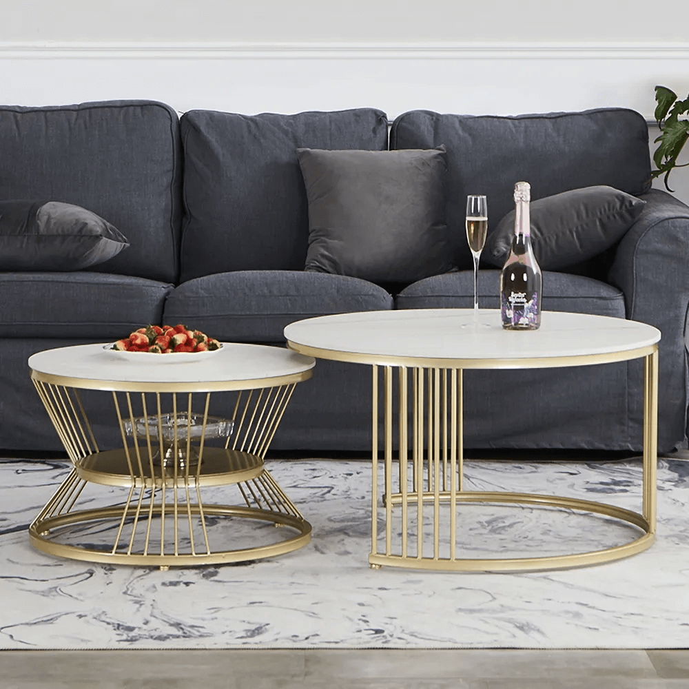 Modern Sintered Stone Nesting Coffee Table Set