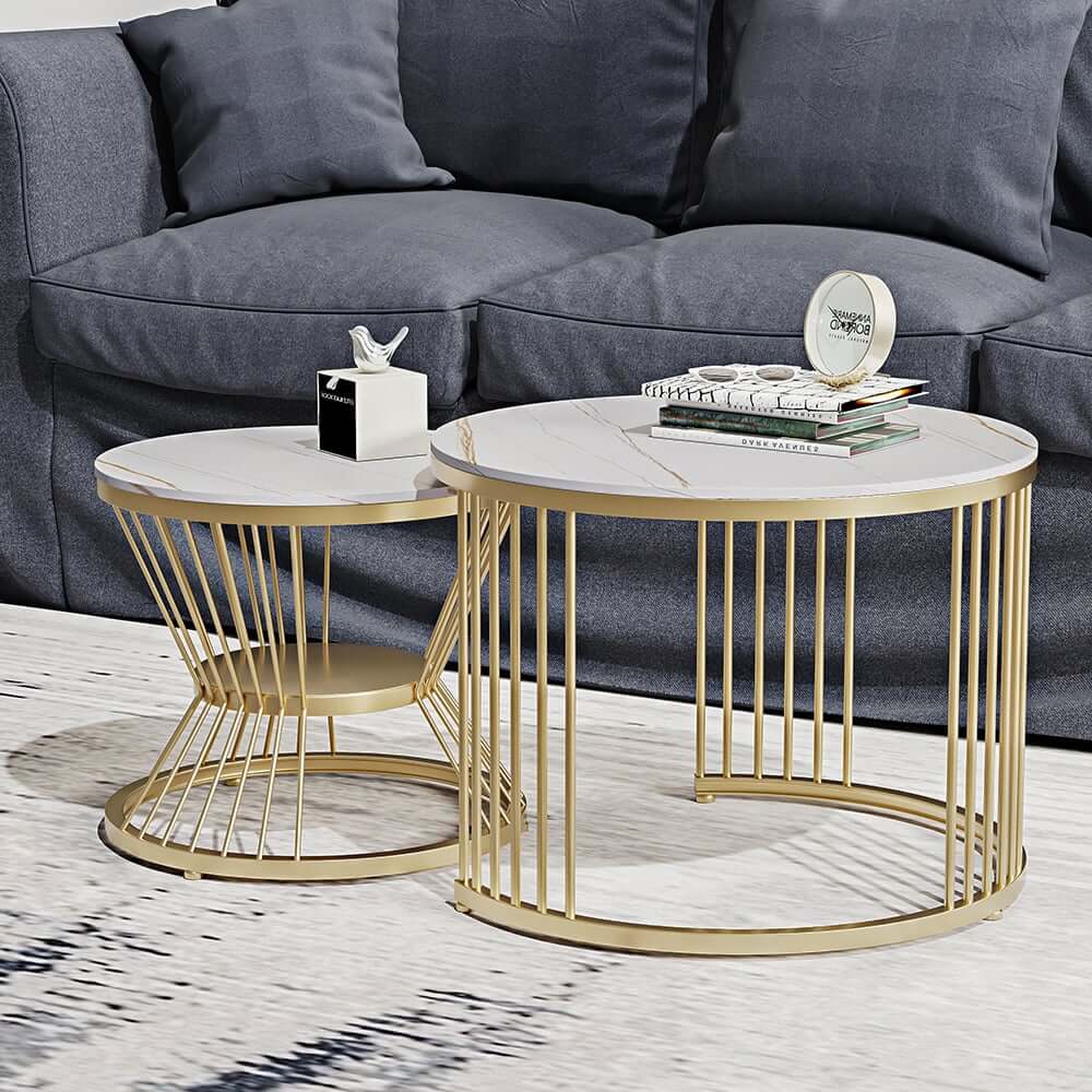 Modern Sintered Stone Nesting Coffee Table Set