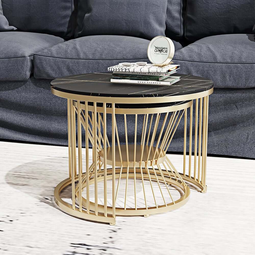 Modern Sintered Stone Nesting Coffee Table Set