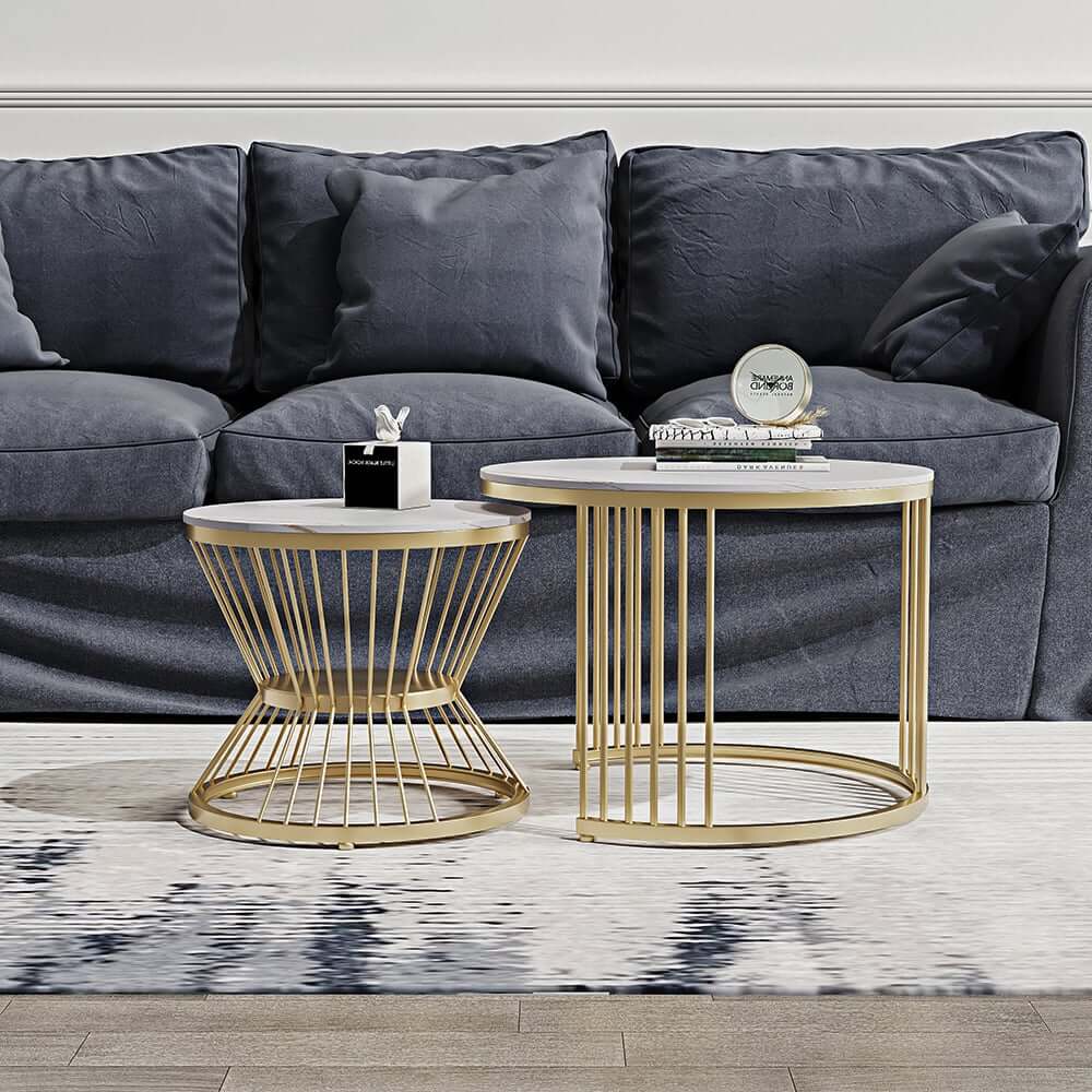Modern Sintered Stone Nesting Coffee Table Set