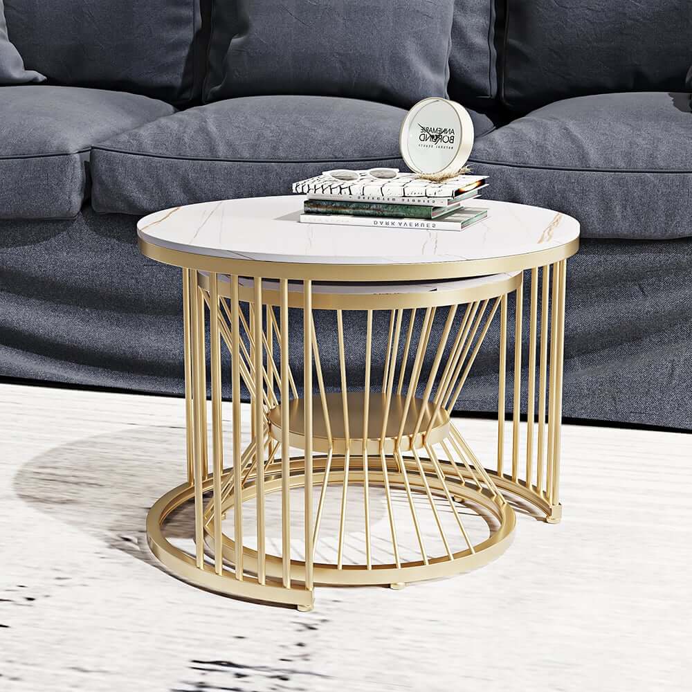 Modern Sintered Stone Nesting Coffee Table Set