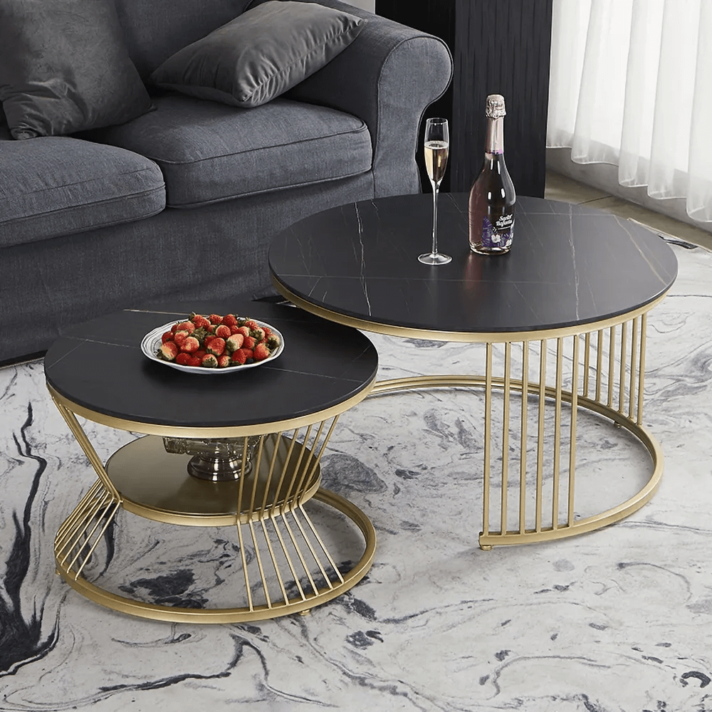 Modern Sintered Stone Nesting Coffee Table Set