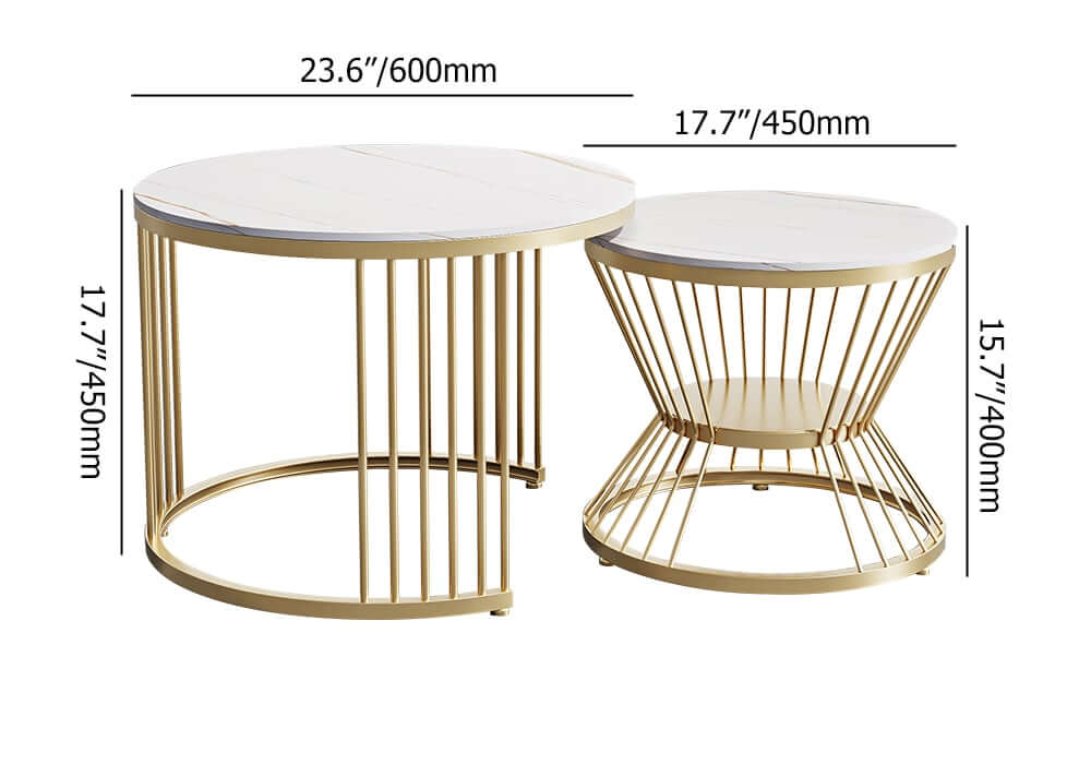 Modern Sintered Stone Nesting Coffee Table Set Dimensions