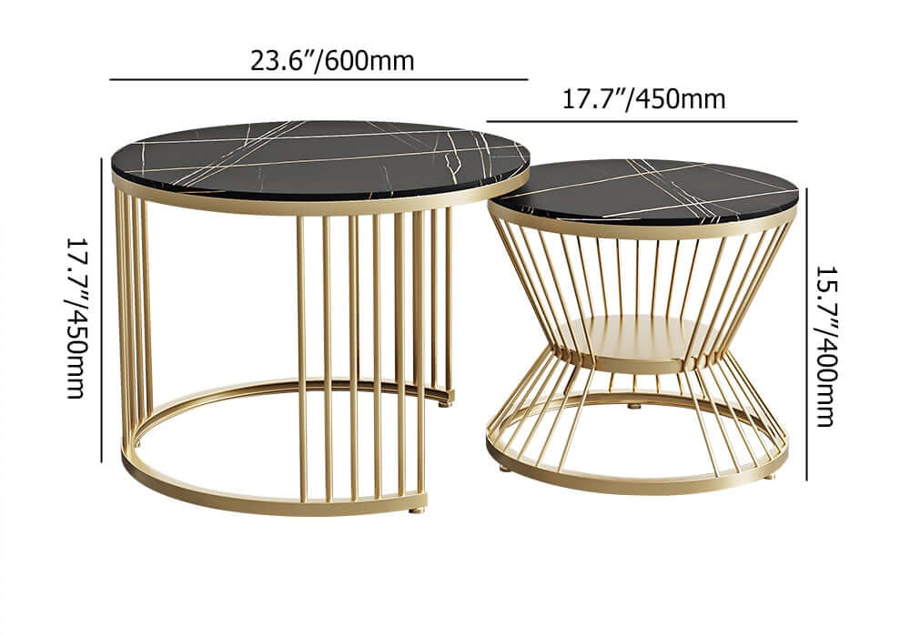 Modern Sintered Stone Nesting Coffee Table Set Dimensions