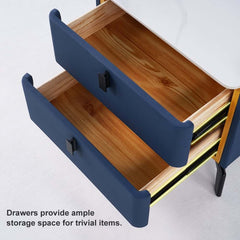 Modern Sintered Stone Nightstand With Two Drawers