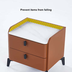 Modern Sintered Stone Nightstand With Two Drawers