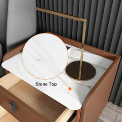 Modern Sintered Stone Nightstand With Two Drawers