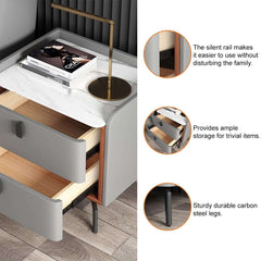 Modern Sintered Stone Nightstand With Two Drawers