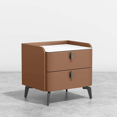 Modern Sintered Stone Nightstand With Two Drawers