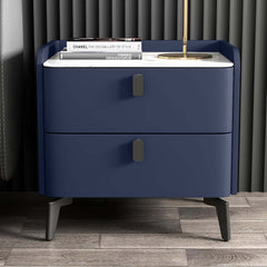 Modern Sintered Stone Nightstand With Two Drawers