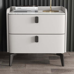 Modern Sintered Stone Nightstand With Two Drawers