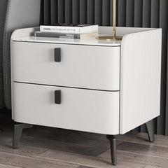 Modern Sintered Stone Nightstand With Two Drawers