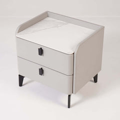 Modern Sintered Stone Nightstand With Two Drawers