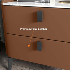 Modern Sintered Stone Nightstand With Two Drawers