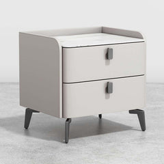 Modern Sintered Stone Nightstand With Two Drawers