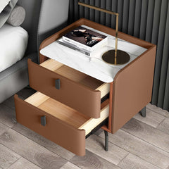 Modern Sintered Stone Nightstand With Two Drawers