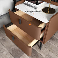Modern Sintered Stone Nightstand With Two Drawers