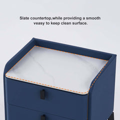 Modern Sintered Stone Nightstand With Two Drawers