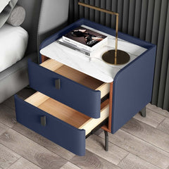 Modern Sintered Stone Nightstand With Two Drawers