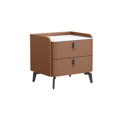 Modern Sintered Stone Nightstand With Two Drawers