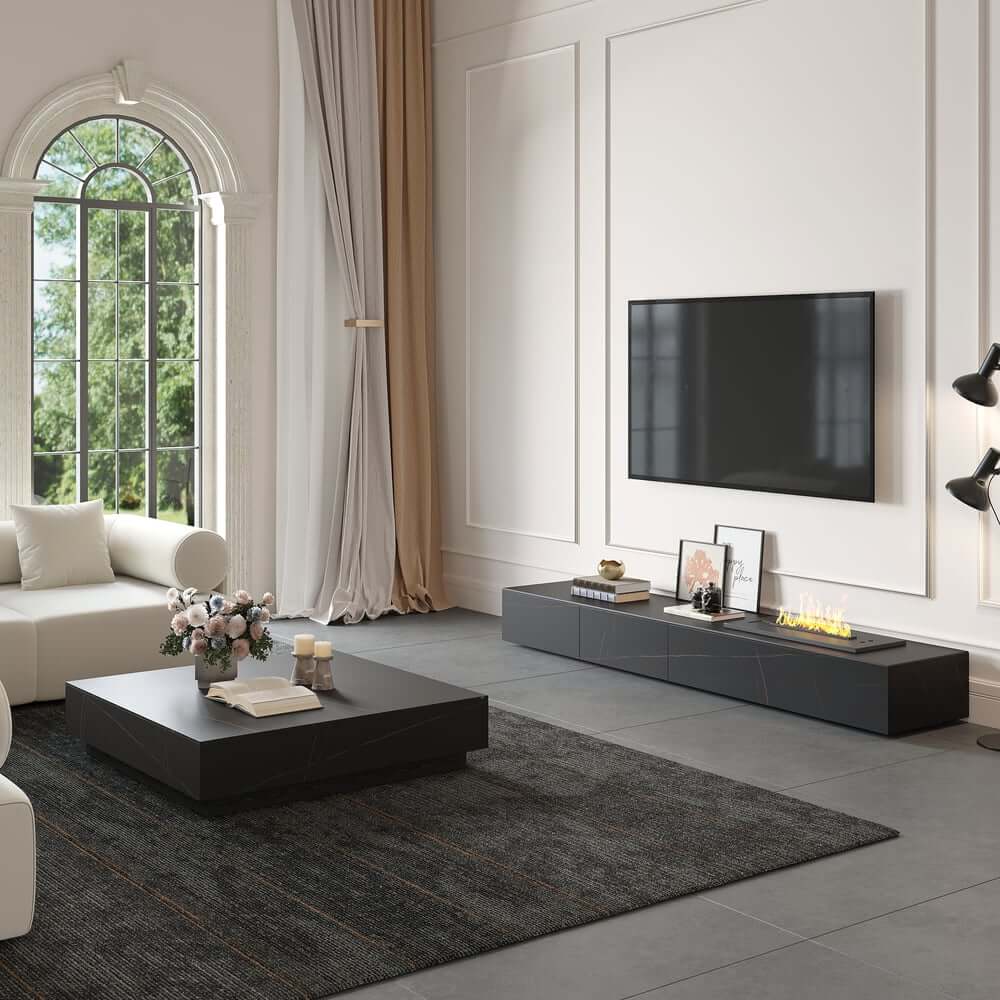 Modern Sintered Stone TV Stand With LED & Humidifier
