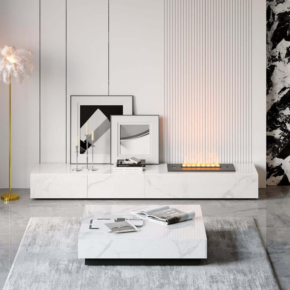 Modern Sintered Stone TV Stand With LED & Humidifier