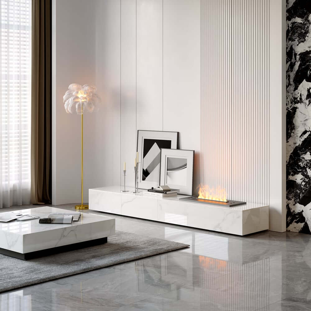 Modern Sintered Stone TV Stand With LED & Humidifier