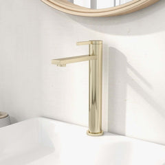 Modern Solid Brass Bathroom Faucet with Brushed Gold Finish
