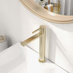 Modern Solid Brass Bathroom Faucet with Brushed Gold Finish
