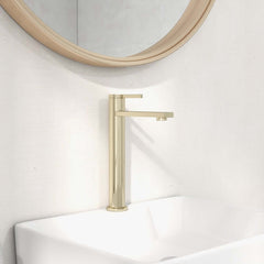 Modern Solid Brass Bathroom Faucet with Brushed Gold Finish
