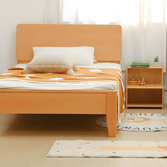 Modern Solid Wood Kids Nightstand with Open Shelves and Rounded Edges
