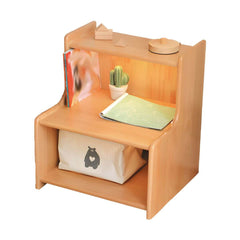 Modern Solid Wood Kids Nightstand with Open Shelves and Rounded Edges