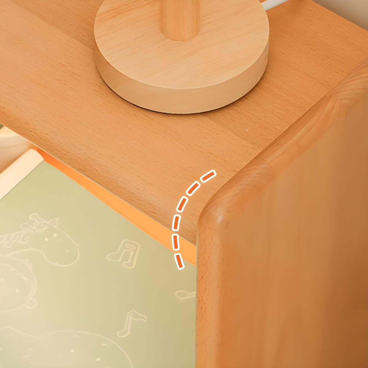 Modern Solid Wood Kids Nightstand with Open Shelves and Rounded Edges