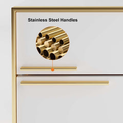 Modern Solid Wood Nightstand With 2 Drawers - White & Black