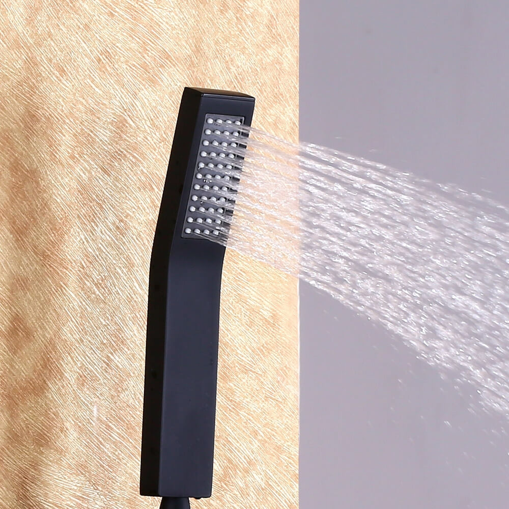Modern Square Brass Handheld Shower Head in Matte Black Finish Main Product Image