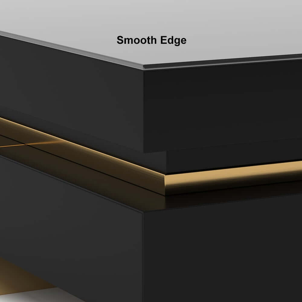 Modern Square Coffee Table With Glass Top And 4 Drawers