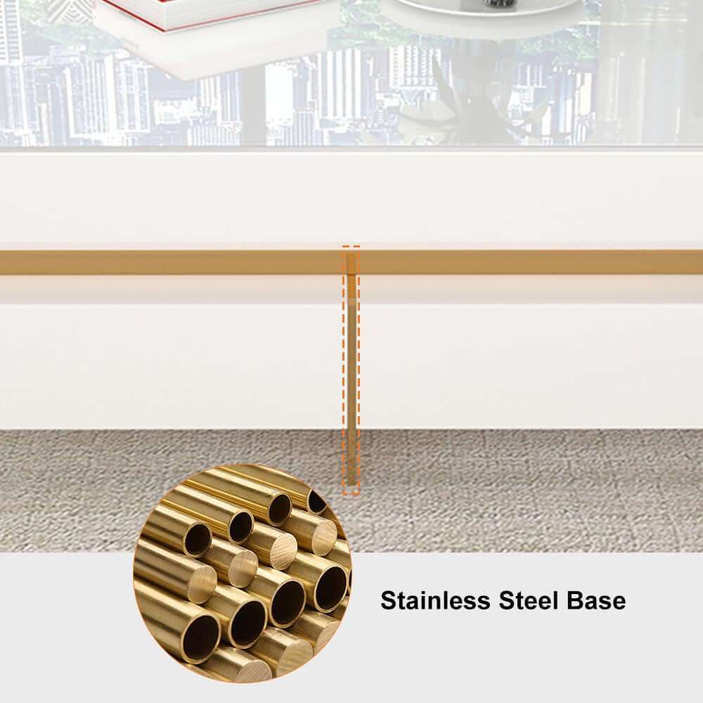 Modern Square Coffee Table With Glass Top And 4 Drawers