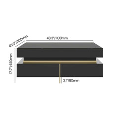 Modern Square Coffee Table With Glass Top And 4 Drawers Dimensions