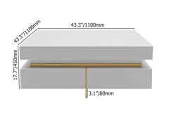Modern Square Coffee Table With Glass Top And 4 Drawers Dimensions