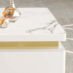 Modern Square Sintered Stone Coffee Table With Drawers