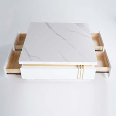 Modern Square Sintered Stone Coffee Table With Drawers