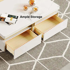 Modern Square Sintered Stone Coffee Table With Drawers