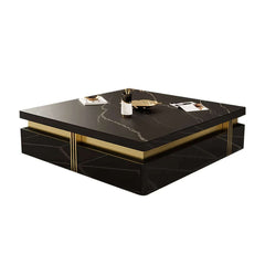 Modern Square Sintered Stone Coffee Table With Drawers