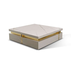 Modern Square Sintered Stone Coffee Table With Drawers