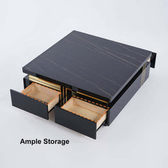 Modern Square Sintered Stone Coffee Table With Drawers
