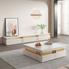 Modern Square Sintered Stone Coffee Table With Drawers